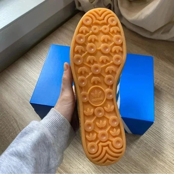 New Adidas Indoor Gazelle Sneakers Blue White Gum Womens 7 - Picture 8 of 13